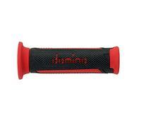Domino COPPIA MANOPOLE MODELLO TURISMO IN GOMMA BICOLORE ANTRACITE/ROSSO PER MOTO STRADALI/SCOOTER Lunhezza: 120 mm