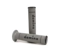 COPPIA MANOPOLE DOMINO GRIGIO NERO MANUBRI DIAMETRO 22 MOTO SCOOTER UNIVERSALI