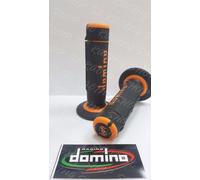 DOMINO COPPIA MANOPOLE UNIVERSALI NERO ARANCIO OFF ROAD SUZUKI GRIPS