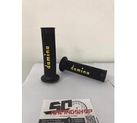 DOMINO COPPIA MANOPOLE UNIVERSALI RACING NERO-GIALLO GRIP MOTO SCOOTER