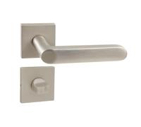 domino DENVER-QR SLIM SN - Maniglia per porta WC, set da bagno, rosetta quadrata, per porte da bagno, set WC, set di rosette, accessori per porte in alluminio, nichel satinato, DENVER-QR SLIM SN
