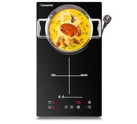 Domino doppia piastra ad induzione,AMZCHEF fornello a induzione con superficie in cristallo nero lucido, controllo touch sensor e blocco bambini,10 livelli di potenza e impostazione timer
