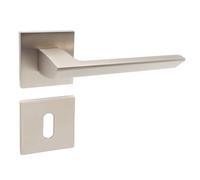 domino ELENA QR SLIM SN - Set di maniglie per porta della stanza, porta dell'ufficio, della cantina e della porta interna, in alluminio, in nichel satinato