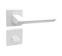 domino Elena QR SLIM White - Maniglia per porta WC - Set di maniglie per porta - Rosone quadrata - per porte del bagno - Set WC - Rivestimento rosone - Alluminio - Bianco