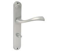 domino Fly Eco M9 78 - Maniglia per porta del WC per porte della stanza, con placca lunga, colore: nichel/materiale: alluminio