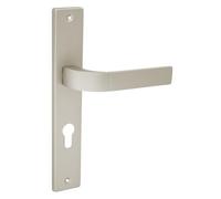 domino FOKUS M91 - Set di 72 maniglie per porta della camera, dell'ufficio, della cantina e della porta interna, a forma di L, in alluminio, in nichel satinato e velluto