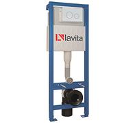 Domino Lavita - Elemento da parete per WC sospeso, con piastra a pressione (OW) bianco, 112-128 cm
