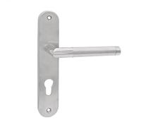 domino Maniglia per porta 72 PZ - Set di cilindri profilati | Maniglia per porta della camera, cantina e porta interna | Forma a L | Raccordi per porta in acciaio inox | Maniglia per porta argentata |