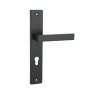domino Maniglia per porta 72 PZ | Set maniglia con foro cilindro profilo | Per porte interne, ufficio, cantina | Forma a L | Acciaio inox nero | QUBIK BLACK | Stile moderno e resistente