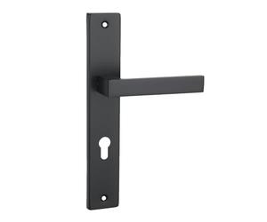 domino Maniglia per porta 72 PZ | Set maniglia con foro cilindro profilo | Per porte interne, ufficio, cantina | Forma a L | Acciaio inox nero | QUBIK BLACK | Stile moderno e resistente