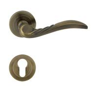 Domino Maniglia per porta guarnizione PZ cilindro profilato Set rosetta tonda Türklinke per porta ufficio, porta cantina e porta interna Maniglione in alluminio bronzo guarnizione porta PETRA-R M3