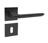 Domino Maniglia per Porta Modello ELENA-QR in Alluminio Nero, con Chiusura a Barba e Set di Rosette, Design Moderno e Resistente per Porte Interne