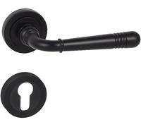 domino Maniglia per porta PZ - Set cilindro profilato, rosetta rotonda per porta della camera, porta dell'ufficio, della cantina e della porta interna, accessori per porta in Znal, colore nero