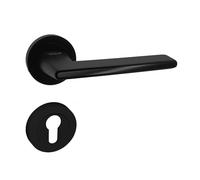 domino Maniglia per porta, set di cilindri profilati con rosetta rotonda, maniglia per porta d'ufficio, cantina e porta interna, accessori per porta in Znal, colore nero