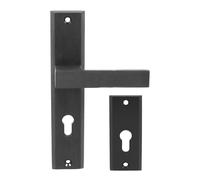 domino Maniglia per porta Shark - Maniglia per porte esterne PZ 92 mm - Nero spazzolato - Maniglia esterna con targa lunga - alluminio - kit di montaggio + targa per porta