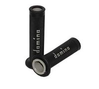 DOMINO MANOPOLE RACING FORATE DOUBLE SUPER SOFT BICOLORE NERO-GRIGIO MOTO
