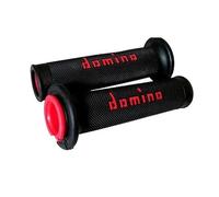 DOMINO MANOPOLE RACING FORATE DOUBLE SUPER SOFT BICOLORE NERO ROSSO MOTO