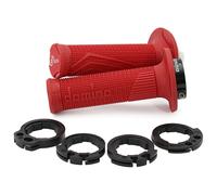 Domino Manopole D-Lock D100 4T 116 mm Coppia con ghiere Rosso per moto