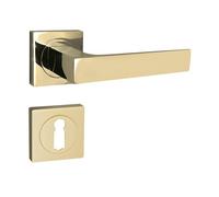 domino Quadrado-QR M1 - Set di maniglie quadrate per porta di camera da letto, ufficio, cantina e interni, in alluminio e ottone dorato