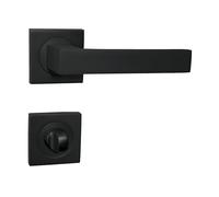 Domino QUBIK-QR - Maniglia per Porta WC, Bagno Con Rosetta Quadrata, Accessori per Porte in Alluminio, Colore Nero