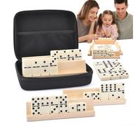 Domino Set Per Adulti - Complete Domino Tile Collection, Durevole Resin Material, Portatile Eva Storage Bag, Multi Stand Wooden Holder, Classic Strategy Game Set | Per Le Vacanze,