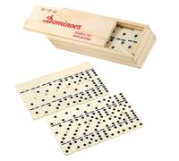 Domino Spiele Classic Line - Scatola in legno con 28 pietre da gioco classiche, in plastica, per bambini, gioco di società con domino dai 6 anni, gioco da tavolo per 2-4 giocatori
