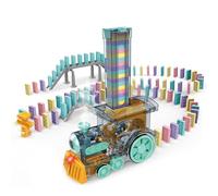 Domino Train - Set di treni elettrici interattivi, riproduzione di luci a LED musicale, Domino Machine Kids Coinking STEM APPRENDIMENTO POETTO | per le caratteristiche del gioco per lo svilup
