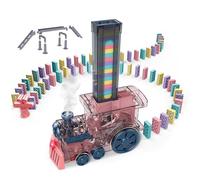 Domino Train Toy - Ripiano automatico a colorato, motore a batteria con di cartucce ricaricabile, set di gioco interattivo per lo sviluppo delle capacità motorie