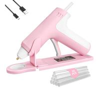 DOMINOX 4V Pistola Colla a Caldo Senza Fili con 20 Stick di Colla, 25s Preriscaldamento Rapido, 2000mAh Batteria, Spegnimento Intelligente, per Artigianato, fai da te, Riparazioni per la casa, Rosa