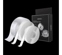 DOMIRA Nastro biadesivo trasparente, impermeabile, 3 m/5 m, forte nano magico, strisce adesive sicure per parete, nastro biadesivo trasparente per doccia, perdite, fai da te, uso esterno (1,8 mm x 3