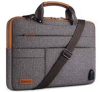 DOMISO Borsa A Tracolla Impermeabile in Tela con Porta di Ricarica USB per Laptop, Ultrabook, Notebook, Tablet, Lenovo, Hp, Dell, Apple, Asus, Acer, Toshiba (10,1 - 10,5 pollici, Marrone)