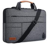 DOMISO Borsa A Tracolla Impermeabile in Tela con Porta di Ricarica USB per Laptop, Ultrabook, Notebook, Tablet, Lenovo, Hp, Dell, Apple, Asus, Acer, Toshiba (17 - 17,3 pollici, Chiusura Lampo Nera)