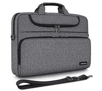 DOMISO Borsa per PC da 15-15,6 Pollici, Messenger Resistente all'Acqua con Tracolla, Compatibile con Lenovo IdeaPad ThinkPad/HP Pavilion 15 ENVY 15 / Dell XPS 15 / Macbook/Asus, Grigio+Nero