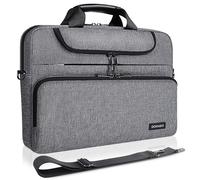 DOMISO Borsa per PC da 17-17,3 Pollici, Messenger Resistente all'Acqua con Tracolla, Compatibile con 17-17.3" Notebook/Dell/Lenovo/Acer/HP/MSI/ASUS, Grigio+Nero