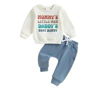 Domisola Bambino Bambino Vestiti Manica Lunga Girocollo Felpa Top Pantaloni Set Neonato Autunno Inverno Outfits, 04- L'omino della mamma Beige, 2-3 Years