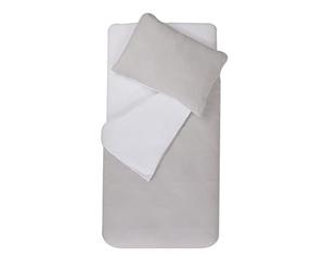 DOMIVA - Parure copripiumino 75 x 120 + federa 35 x 45 cm perla/bianco