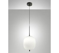 DOMIZIA LAMPADARIO A SOSPENSIONE NERO D.25CM IN METALLO E VETRO 1 LUCE ATTACCO E27