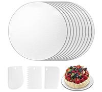 Domkan Sottotorta Tondo Cake Board 30cm Vassoio Torta Rotondo in Cartone Base Torta Rivestita per Decorazione di Torte di Matrimoni e Compleanno (10 pezzi Argento)