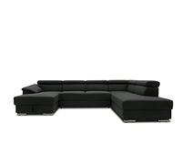 DOMO. collection David FK, divano con funzione di sonno e cassapanca a forma di U, divano letto con anima a molla e funzione schienale, 337 x 232 x 78 cm (larghezza x profondità x altezza), antracite