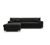 DOMO. collection Divano ad angolo Capri a forma di L con funzione di sonno, divano ad angolo, divano letto 239 x 152 x 75 cm (larghezza x profondità x altezza), nero
