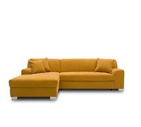 DOMO. collection Divano ad angolo Capri a forma di L con funzione di sonno, divano ad angolo, divano letto 239 x 152 x 75 cm (larghezza x profondità x altezza), giallo mango