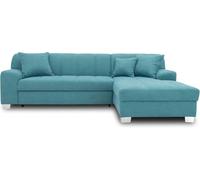 DOMO. collection Divano ad angolo Capri a forma di L con funzione di sonno, divano ad angolo, divano letto 239 x 152 x 75 cm (larghezza x profondità x altezza), turchese