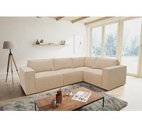 DOMO. collection Divano ad angolo Portland a forma di L, moderno divano in velluto a coste, ad angolo, 277 x 197 x 84 cm (larghezza x profondità x altezza)