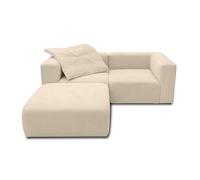 DOMO. collection Divano angolare Adrian a forma di L, 2 poltrone ad angolo e 1 sgabello imbottito modulare 3 elementi imbottiti divano angolare 216 x 193 x 69 cm (LxPxH), beige