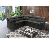 DOMO. collection Divano angolare Berlino, senza tempo in pelle, con funzione di sonno e imbottitura a molla, divano a forma di L, in similpelle, 205 x 250 x 89 cm, nero