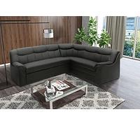 DOMO. collection Divano angolare Berlino, senza tempo in pelle, con imbottitura in piuma di alta qualità, divano a forma di L, in ecopelle, 205 x 250 x 89 cm, colore: nero