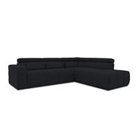 DOMO. collection Divano angolare Brandon con schienale a forma di L, angolo imbottito, 275 x 228 x 98 cm (L x P x A), nero