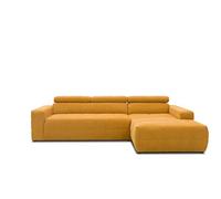 DOMO. collection Divano angolare Brandon con schienale a forma di L, angolo imbottito, 285 x 175 x 98 cm (L x P x A), giallo