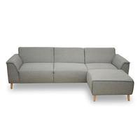 DOMO. collection Divano angolare Jules FK, divano scandinavo con nucleo a piume, divano con piedini in legno, 268 x 159 x 81 cm (larghezza x profondità x altezza), ganituria angolare con sedia a