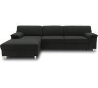 DOMO. collection Divano angolare Junin, divano a forma di L, moderno divano ad angolo, 251 x 150 x 72 cm (larghezza x profondità x altezza), nero